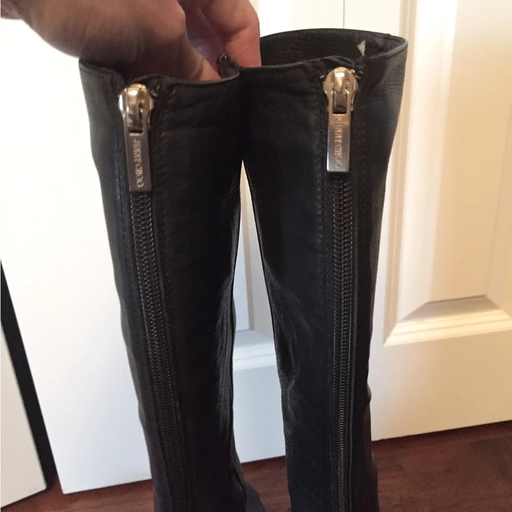 Jimmy Choo Knee high leather boots with back zippers - Picture 1 of 8